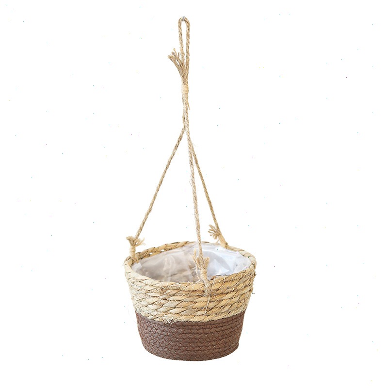 짚으로 만든 걸이형 바구니 화분, 삼베로 짠 꽃바구니, - Spider Plant Hanging 리뷰 및 가격